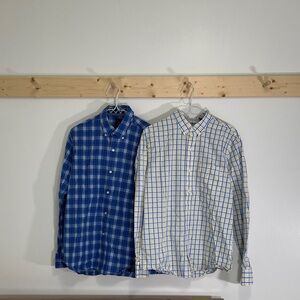 Tailorbyrd Blue and Izod White Plaid Button-Down Shirt